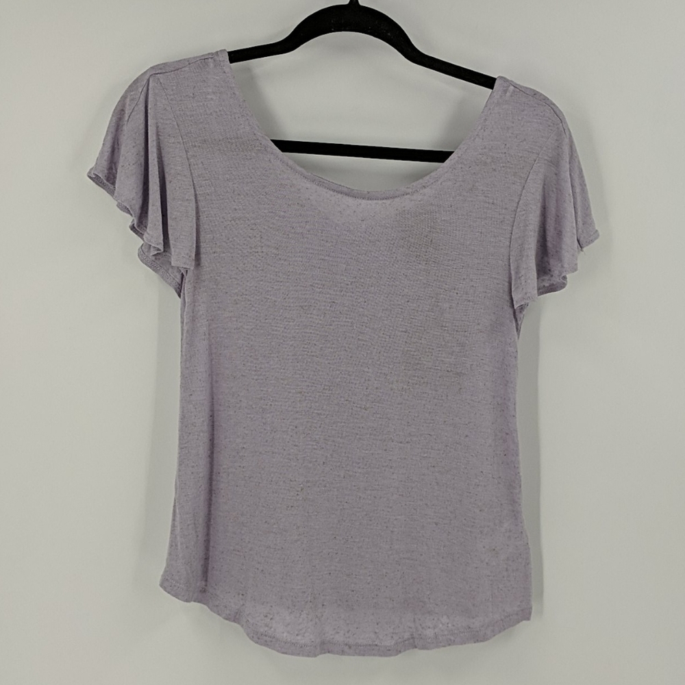 NWT BOBEAU Flax Blend Ruffle Back Tee
